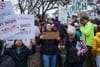 ‘Hands Off’ protest packs plaza and park